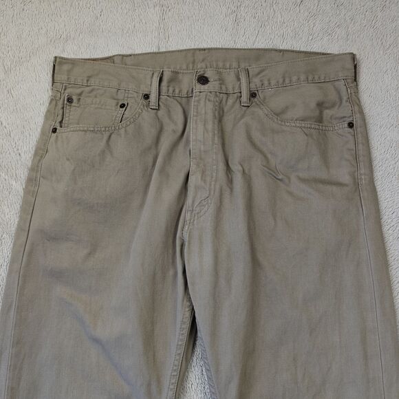 Levi's 505 Jeans 38x32 Khaki Brown Slim Straight 100% Cotton Utility Workwear - Picture 2 of 12